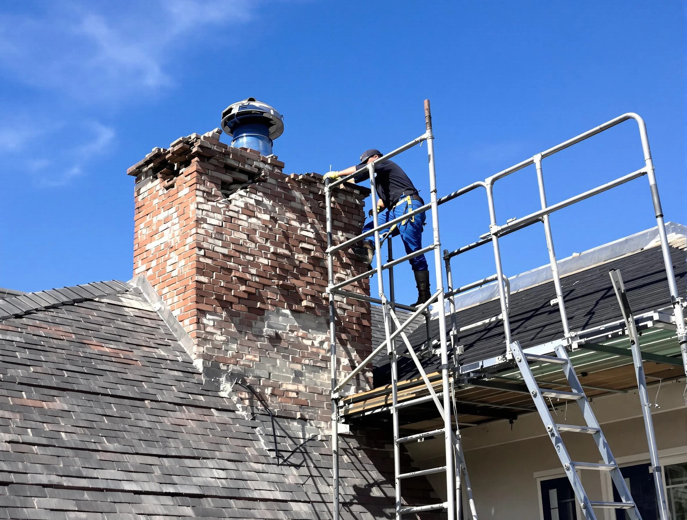 Rebuilding a chimney structure by Staten Island Chimney Sweep in Staten Island, NY