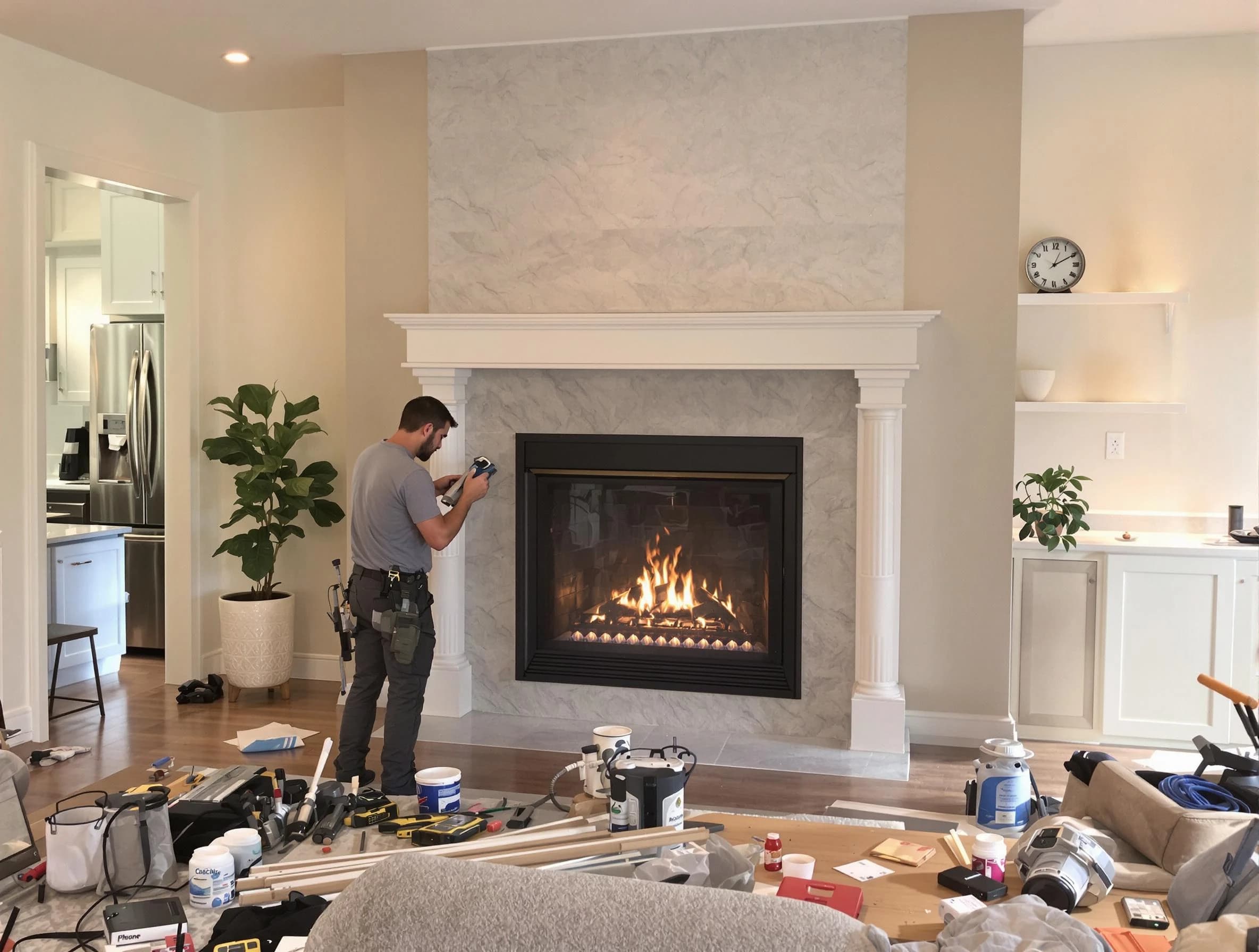 Newly installed fireplace by Staten Island Chimney Sweep in Staten Island, NY