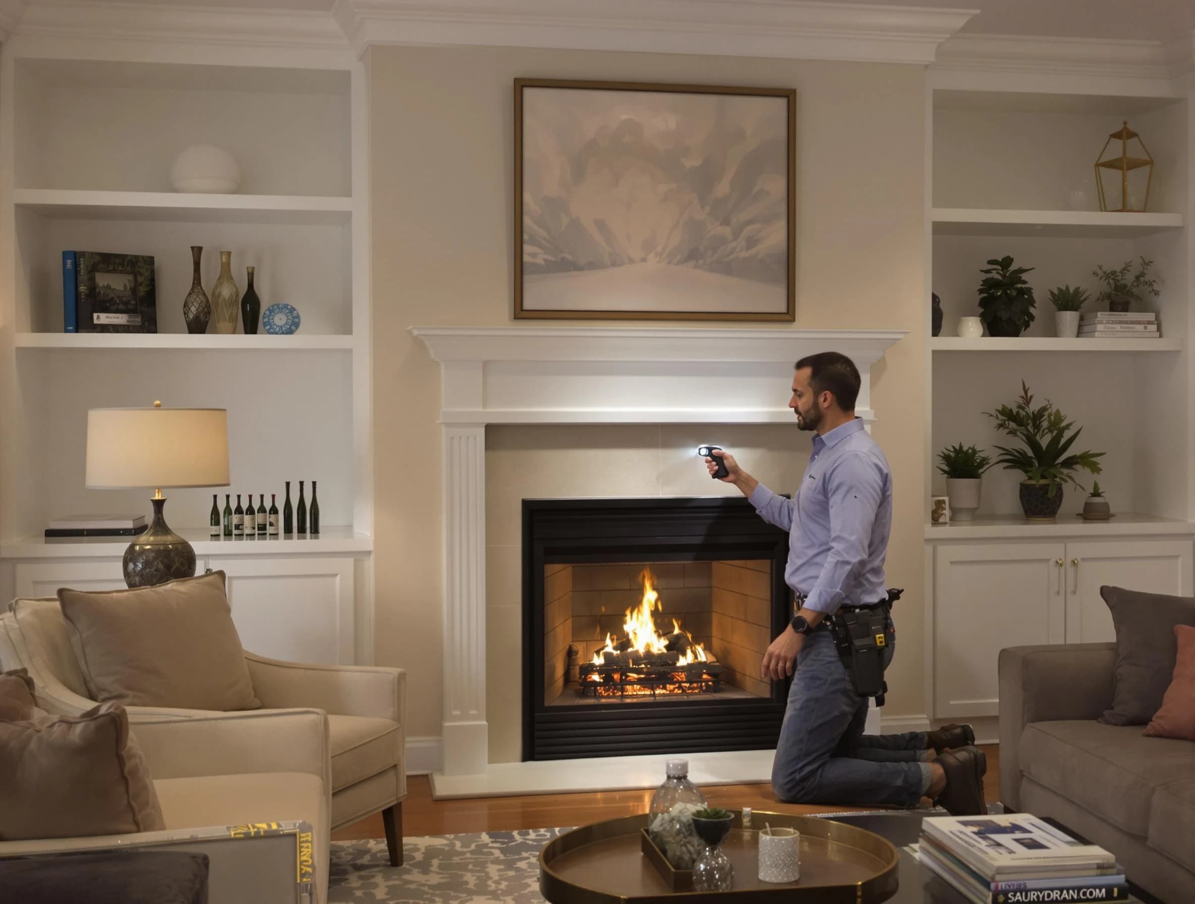 Staten Island Chimney Sweep conducting a fireplace safety inspection in Staten Island, NY