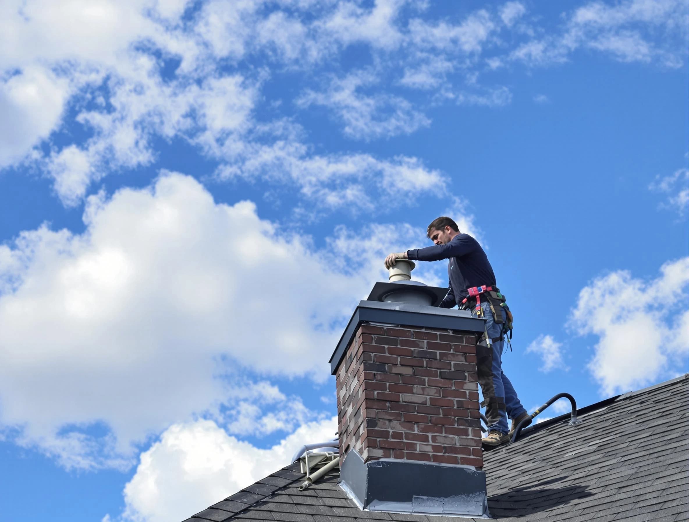 Staten Island Chimney Sweep installing a sturdy chimney cap in Staten Island, NY