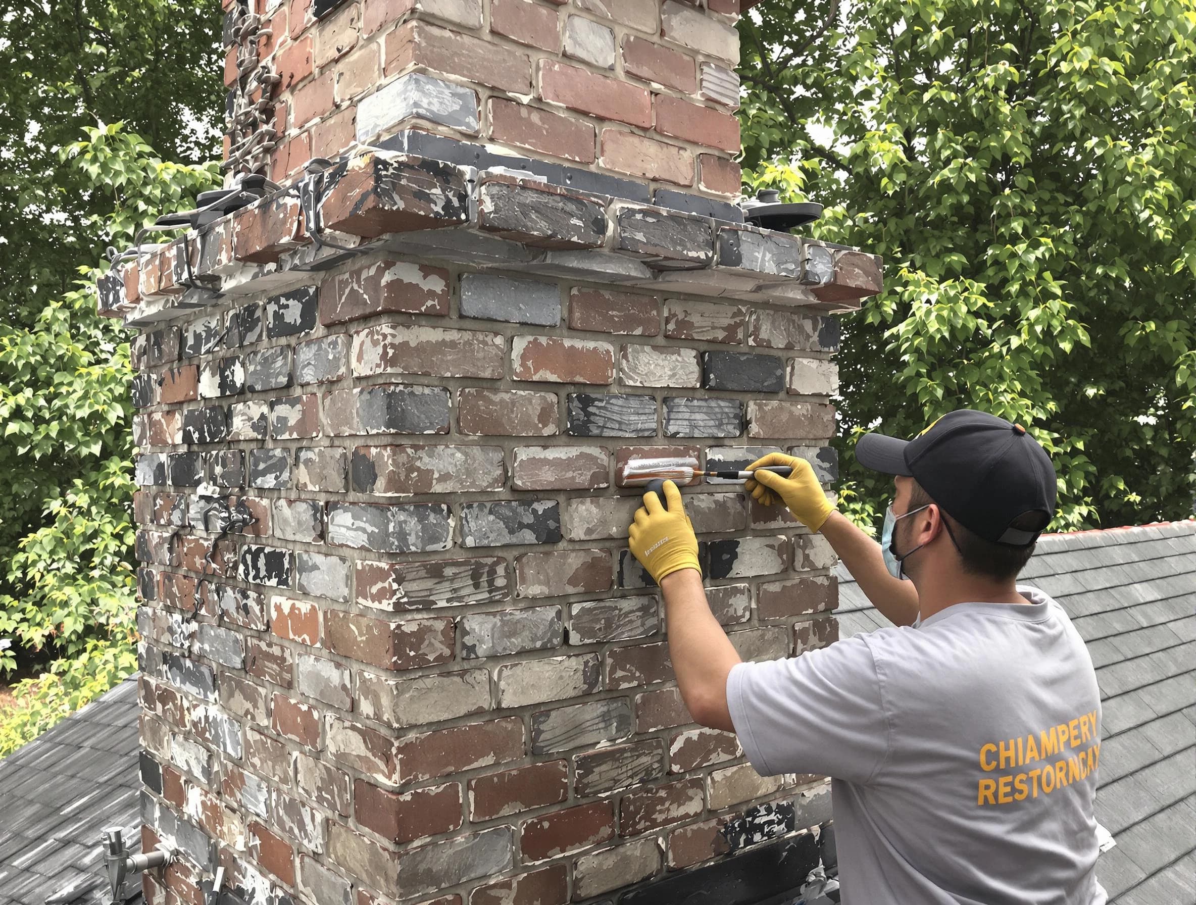 In-progress chimney restoration by Staten Island Chimney Sweep in Staten Island, NY