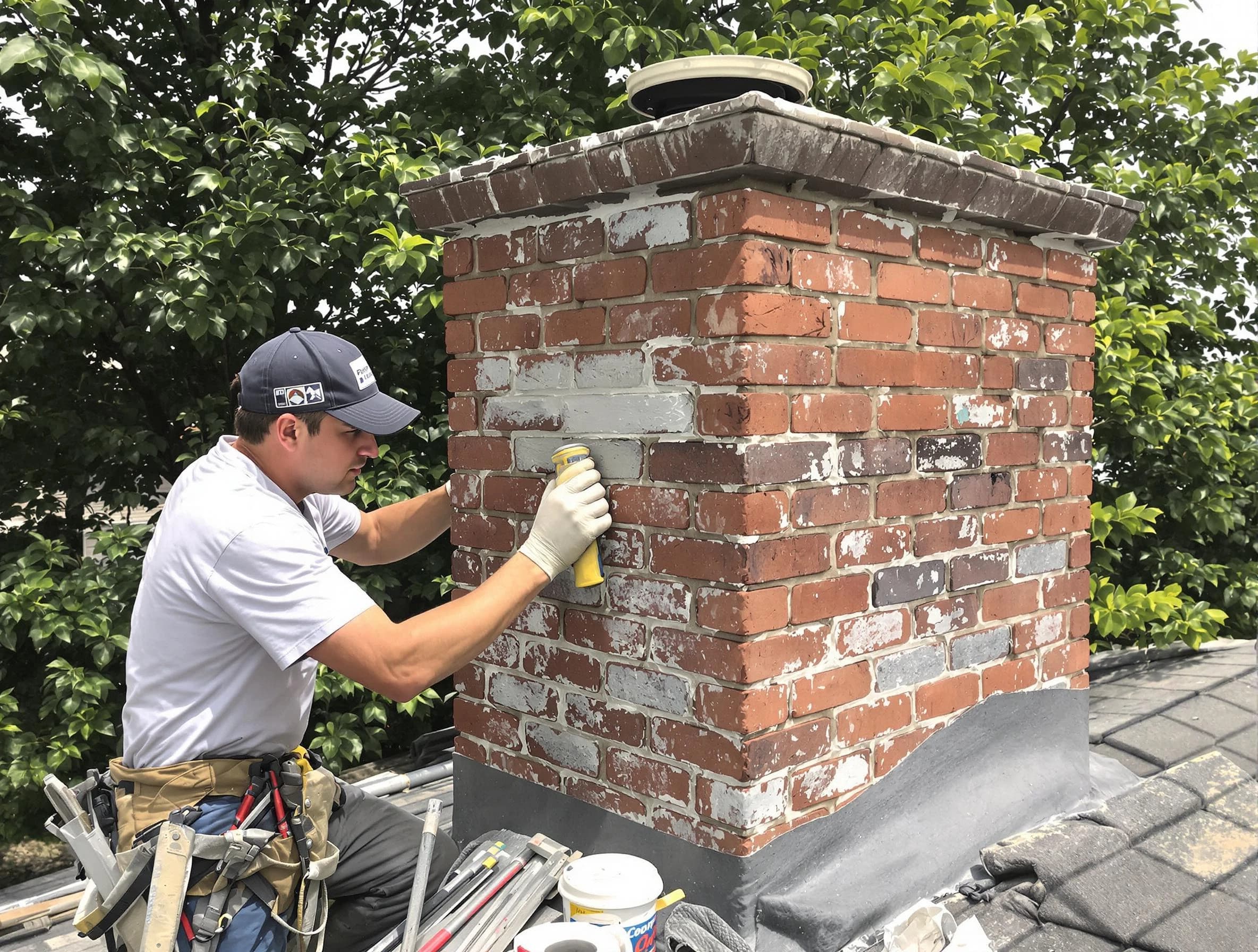 Staten Island Chimney Sweep restoring an aging chimney in Staten Island, NY