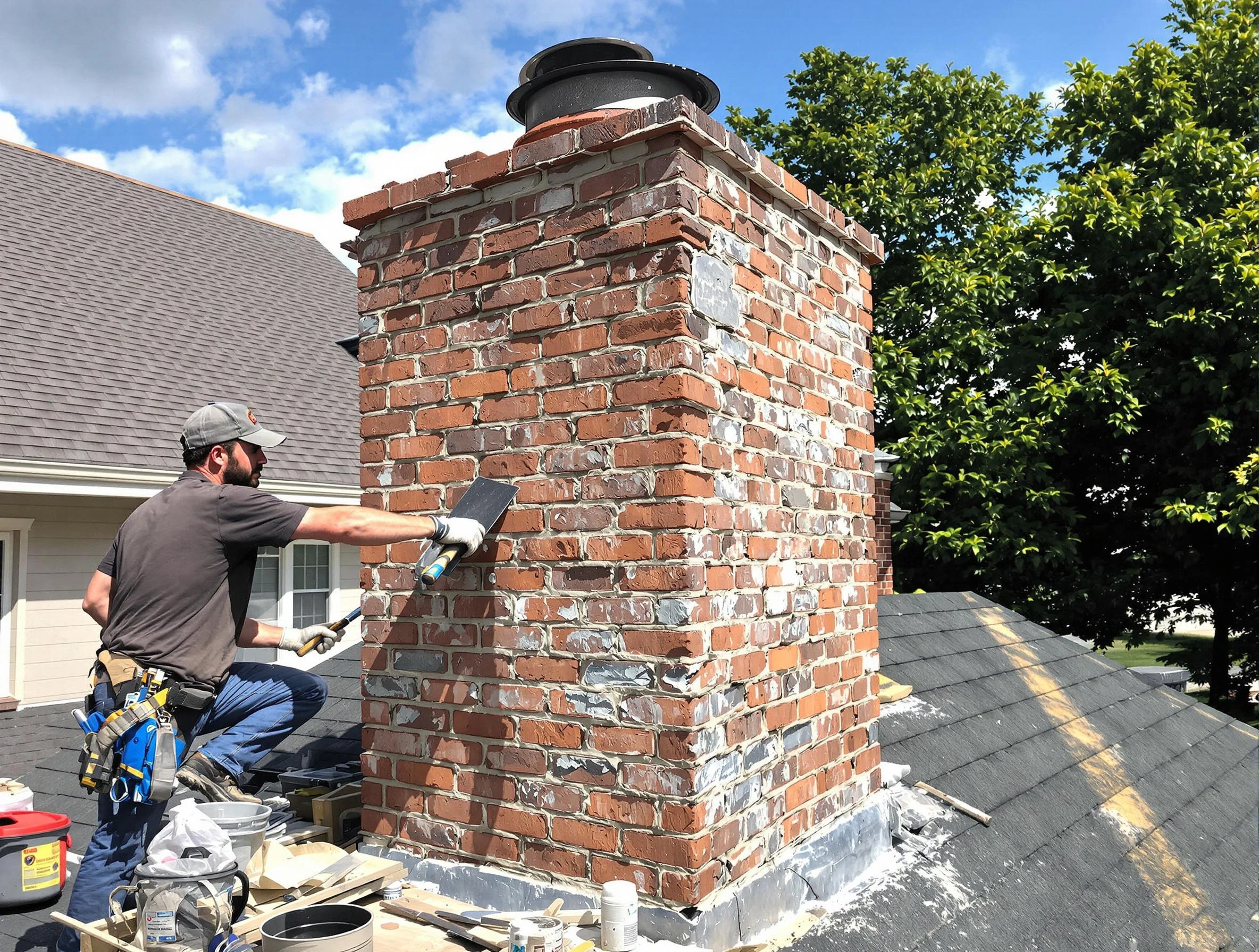 Completed chimney rebuild by Staten Island Chimney Sweep in Staten Island, NY