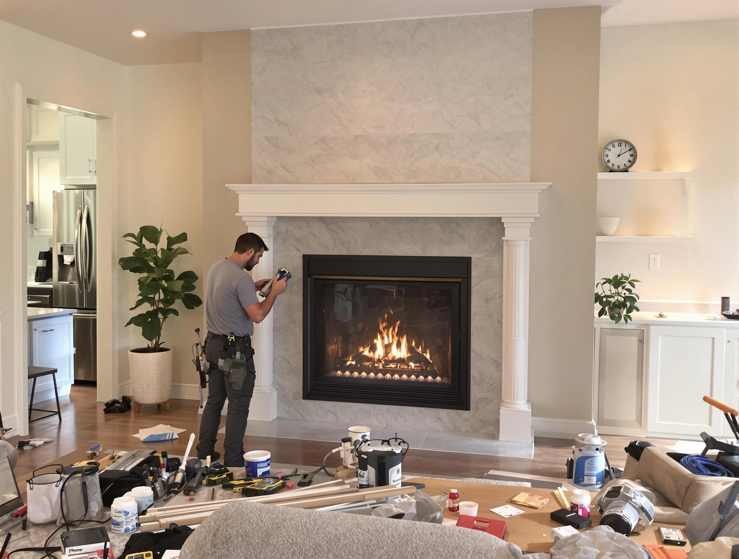 Newly installed fireplace by Staten Island Chimney Sweep in Staten Island, NY